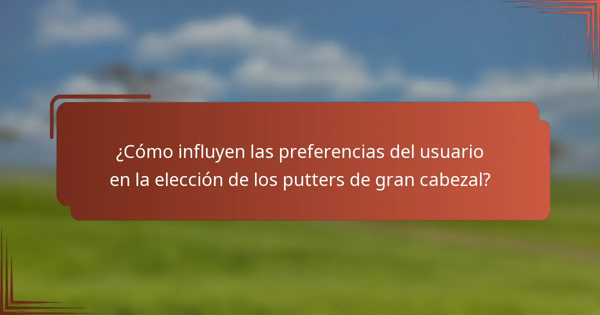 ¿Cómo influyen las preferencias del usuario en la elección de los putters de gran cabezal?
