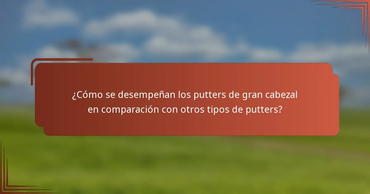 ¿Cómo se desempeñan los putters de gran cabezal en comparación con otros tipos de putters?