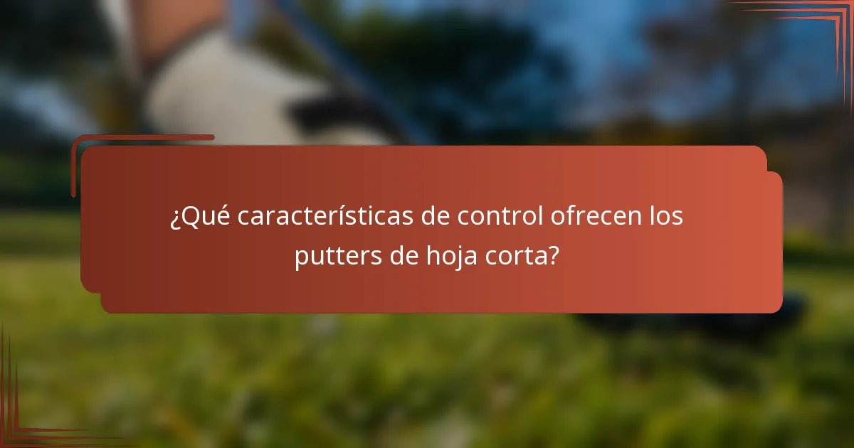¿Qué características de control ofrecen los putters de hoja corta?