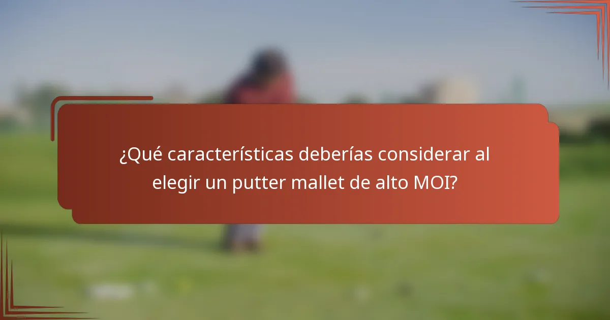 ¿Qué características deberías considerar al elegir un putter mallet de alto MOI?