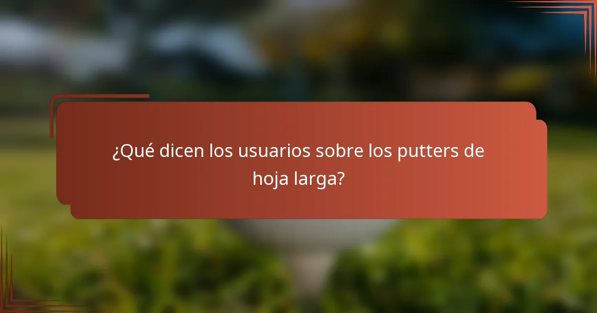 ¿Qué dicen los usuarios sobre los putters de hoja larga?