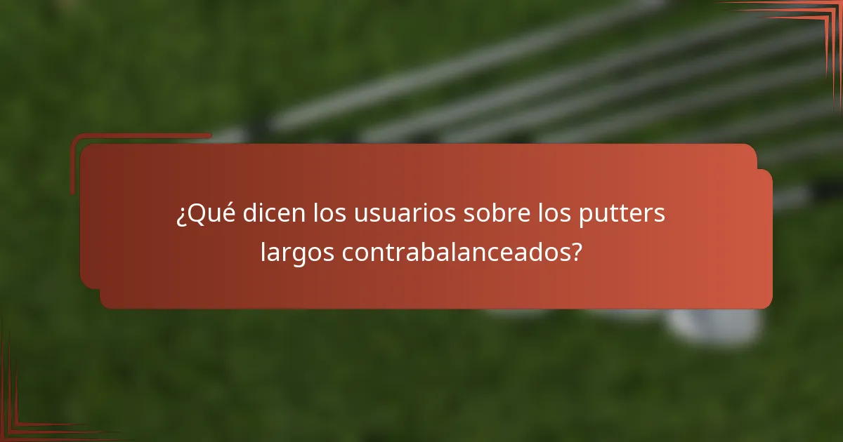 ¿Qué dicen los usuarios sobre los putters largos contrabalanceados?