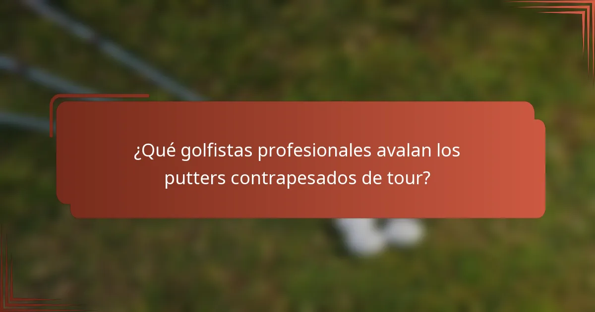 ¿Qué golfistas profesionales avalan los putters contrapesados de tour?