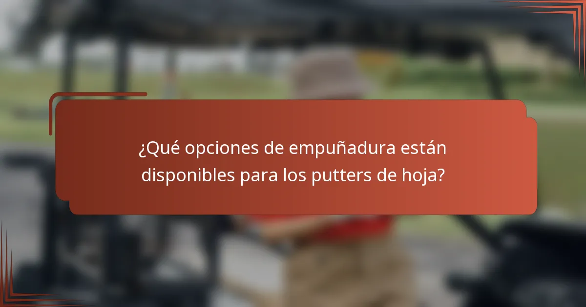 ¿Qué opciones de empuñadura están disponibles para los putters de hoja?