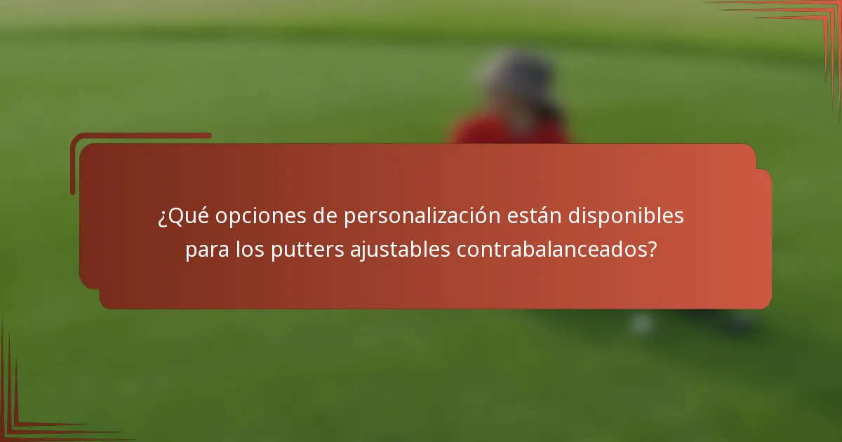 ¿Qué opciones de personalización están disponibles para los putters ajustables contrabalanceados?