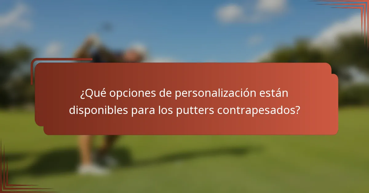 ¿Qué opciones de personalización están disponibles para los putters contrapesados?