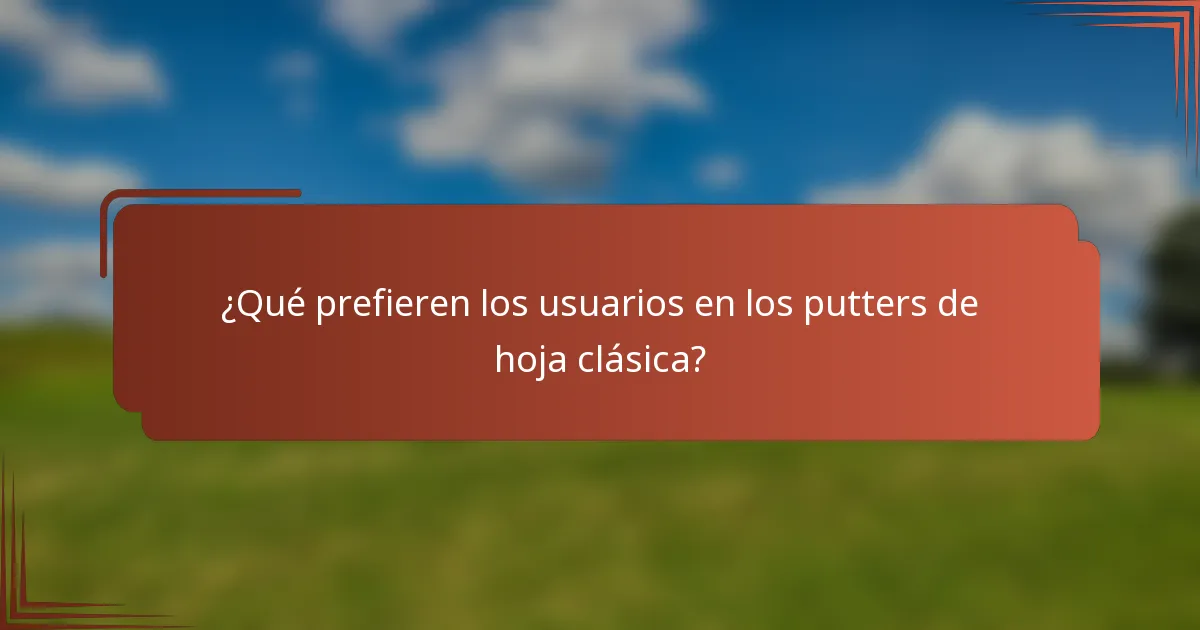 ¿Qué prefieren los usuarios en los putters de hoja clásica?